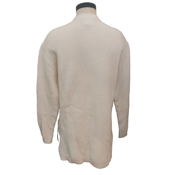 PacSun Women's Pullover Sweater White Size M Longer Fit Crew Neck Zip Sides BO - Picture 2 of 7